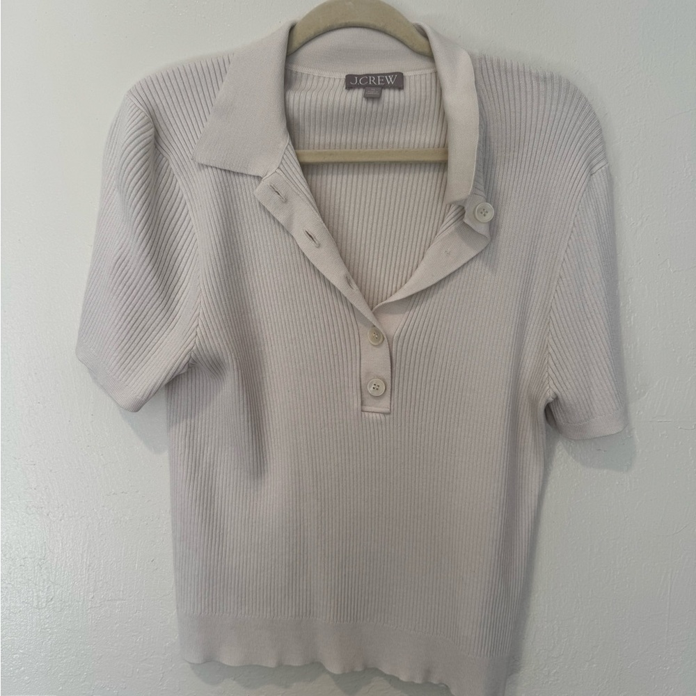 J. Crew Women's Beige Ribbed Button Down Shirt